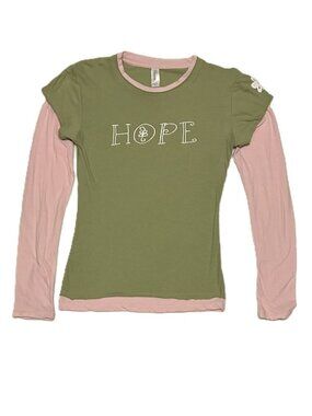 Pimatee Women's Green & Pink Long Sleeve T-Shirt